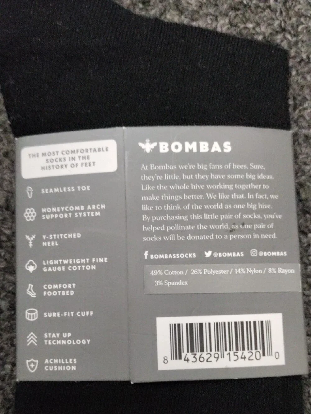Bombas Men's Crew Socks - Black